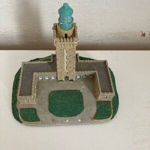 Danbury Mint Lighthouse Figurine in Tan, Green, and Teal